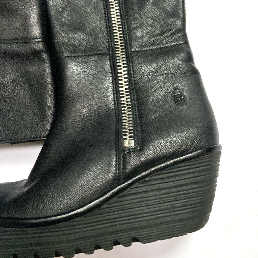 FLY London Yex Leather Fold-over Wedge  Boots - Picture 6 of 16